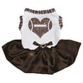 thumbnail image 1 of Petitebelle Rugby Heart Puppy Dog Dress (White/Brown, Large), 1 of 2