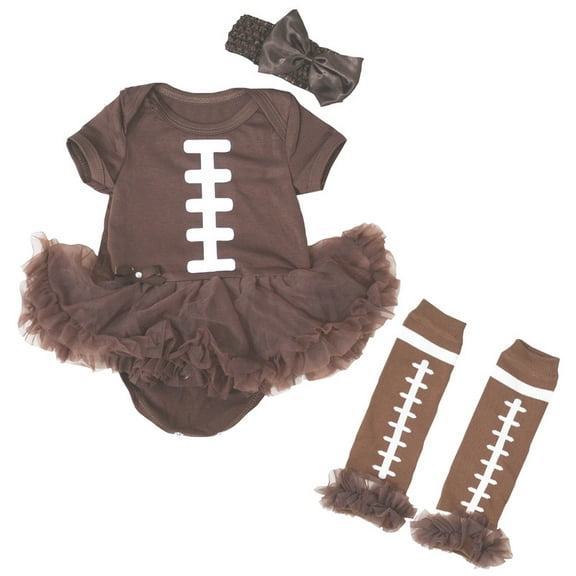 Petitebelle Rugby Print Baby Dress Leg Warmer Nb-18m (Brown, 3-6 Months)