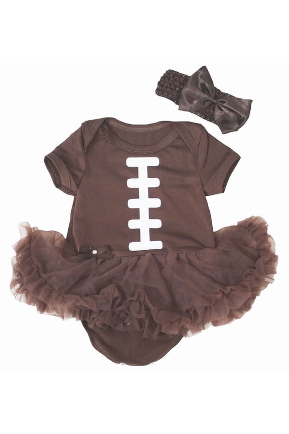 Petitebelle Rugby Print Baby Dress Nb-18m (Brown, 0-3 Months)