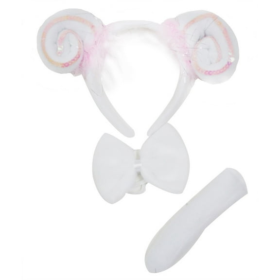 Petitebelle Sequins Sheep Headband Bowtie Tail 3pc Costume (Pink, One Size)