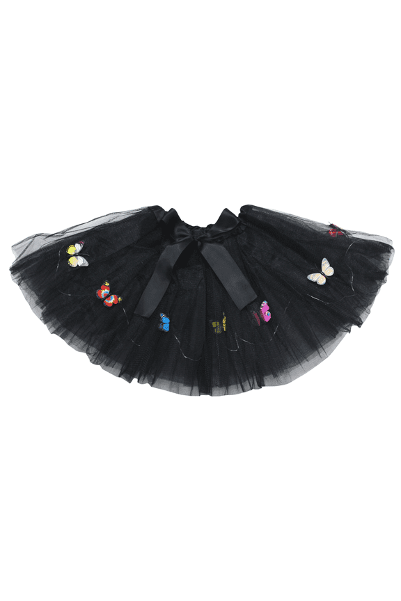 Petitebelle Single Color Butterfly Led Lights Girl Tulle Tutu 1-10y (Black, 1-5 Years)