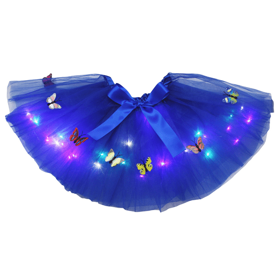 Petitebelle Single Color Butterfly Led Lights Lady Tulle Tutu (Royal Blue, One Size)