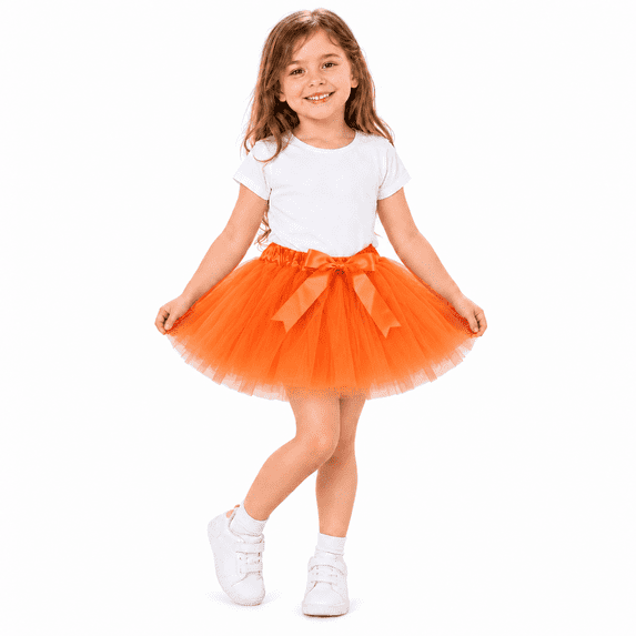 Petitebelle Single Color Girl Tulle Tutu 1-10y (Orange, 5-10 Years)