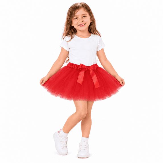 Petitebelle Single Color Girl Tulle Tutu 1-10y (Red, 1-5 Years)