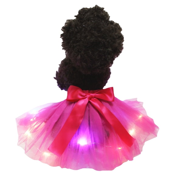 Petitebelle Single Color LED Lighting Puppy Dog Tutu (Hot Pink, Small)