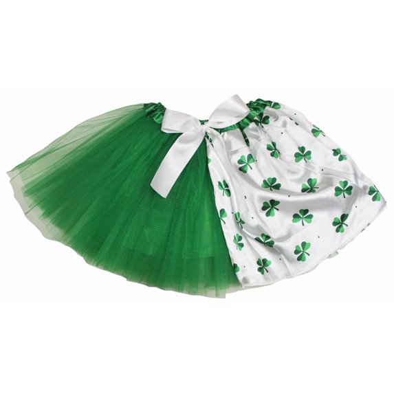 Petitebelle St Patrick's Day Theme Girl Tulle Tutu 1-10y (Green/Clovers, 1-5 Years)