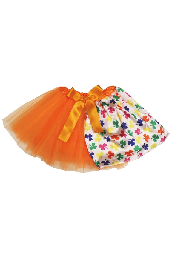 Petitebelle St Patrick's Day Theme Girl Tulle Tutu 1-10y (Orange/Clovers, 1-5 Years)