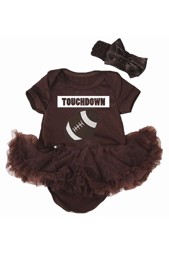 Petitebelle Touchdown Football Baby Dress Nb-18m (Brown/Brown, 12-18 Months)