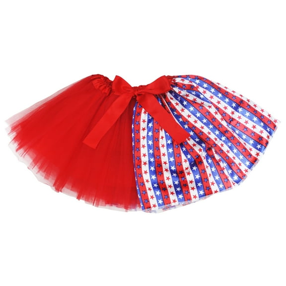 Petitebelle USA Theme Girl Tulle Tutu 1-10y (Red/Striped Stars, 5-10 Years)