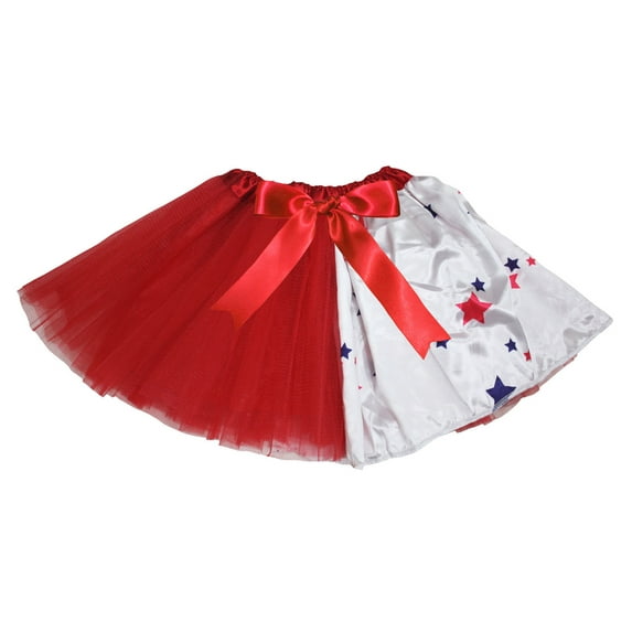 Petitebelle USA Theme Lady Tulle Tutu (Red/White Stars, One Size)
