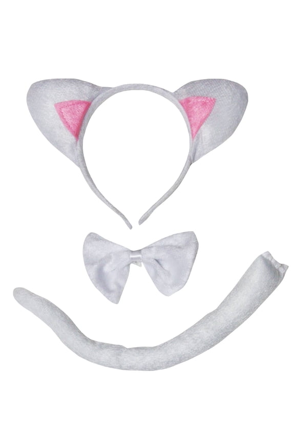 Petitebelle White Cat Headband Bowtie Tail