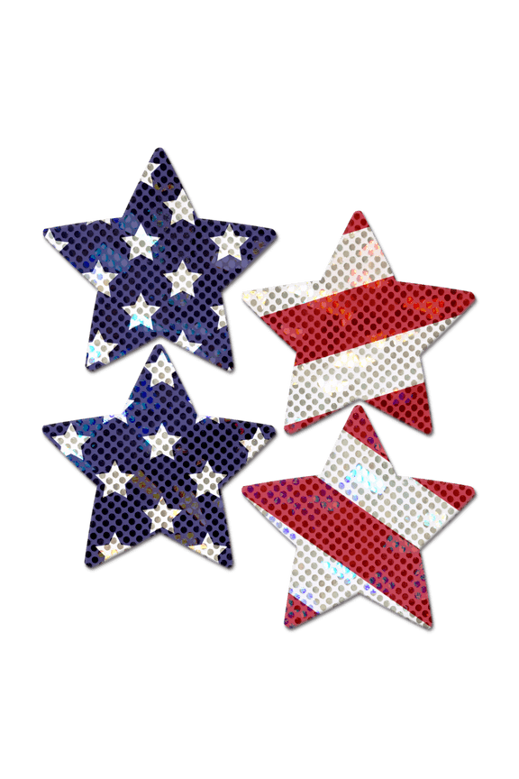 Petites: Two-Pair Small Glittering Stars & Stripes Star Nipple Pasties by Pastease®