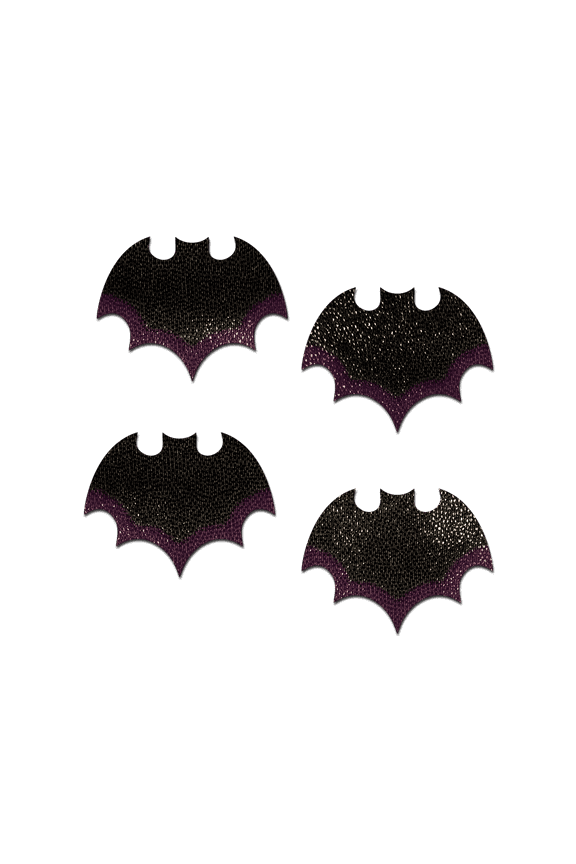 Petites: Two-Pair Small Liquid Black Bat Nipple Pasties by Pastease