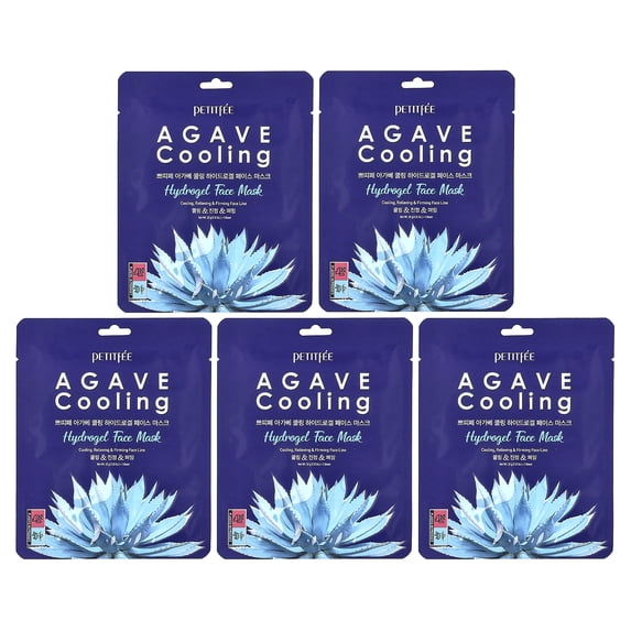 Petitfee Agave Cooling Hydrogel Beauty Face Mask, 5 Sheets, 1.12 oz (32 g) Each