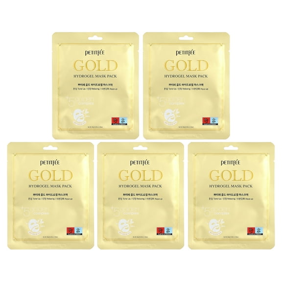 Petitfee Gold Hydrogel Beauty Mask Pack, 5 Sheets, 1.12 oz (32 g) Each