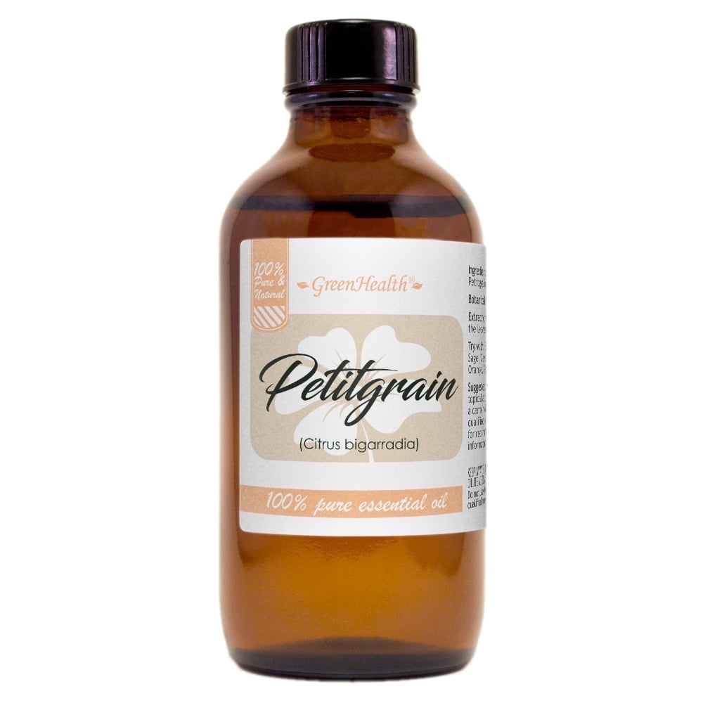 Petitgrain Essential Oil – 4 fl oz | Crisp Herbal Citrus Oil | Amber Glass Bottle with Cap | for DIY Linen Sprays, Potpourri & Diffuser Recipes
