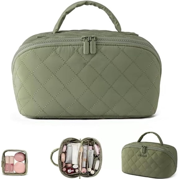 Petition Makeup Bagfor Women 180° Lay-Flat Design, Large Capacity makeup organizer Pouch Open Flat Toiletry Bag for Toiletries, Brushes