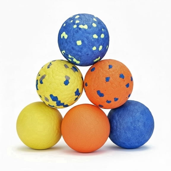 Petizer 6-Pack 2.5''/6.5cm ETPU Interactive Dog Toy for Aggressive Chewers, Lightweight & High Elasticity Fetch Toy for Medium and Large Dogs