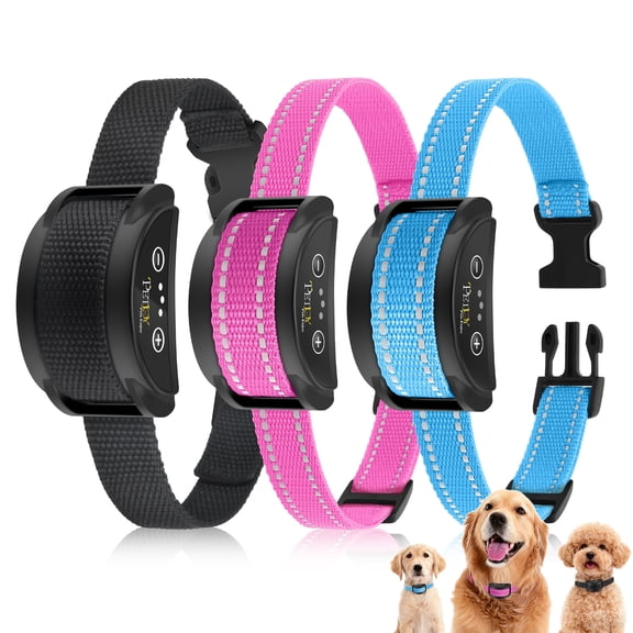 PetJoy 3 Dog Bark Collar,Automatic Barking Dog Shock Collar for Large Small Dogs 8-120lbs,5 Adjustable Levels of Sensitivity,IPX7 Waterproof