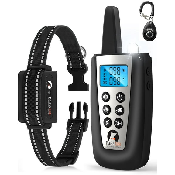 Petjoy Dog Bark Collar with Remote,2 in 1 Dog Bark Collar and Training Collar,Automatic Bark Collar for Small Medium Large Dog,with 5 Adjustable Sensitivity,3300ft Range ,Black