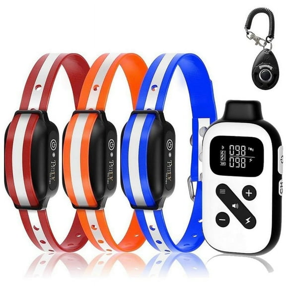 PetJoy 2 in 1 Dog Shock Collar with Remote,3300ft Dog Training Collar for 3 Dogs,Automatic Bark Collar with Beep,Vibration,Shock,IPX7 Waterproof Electric Dog Collar