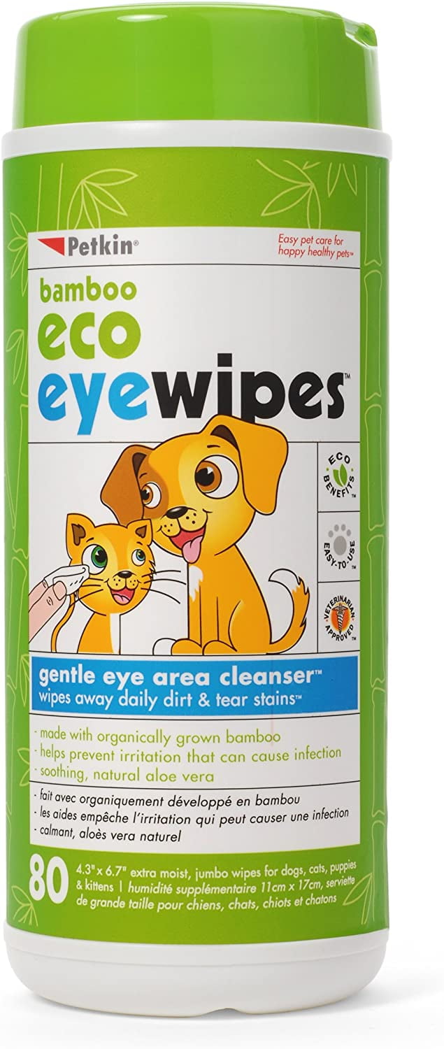Petkin Bamboo Pet Eye Wipes, 80 Moist Wipes Soft Bamboo Cloth Pet Eye