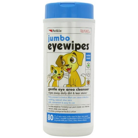 Petkin Jumbo Pet Eye Wipes, 80 Extra Moist Wipes