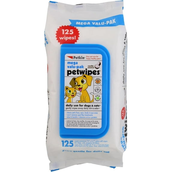 Petkin Pet Wipes Mega Value Pack 125ct - Vanilla Coconut