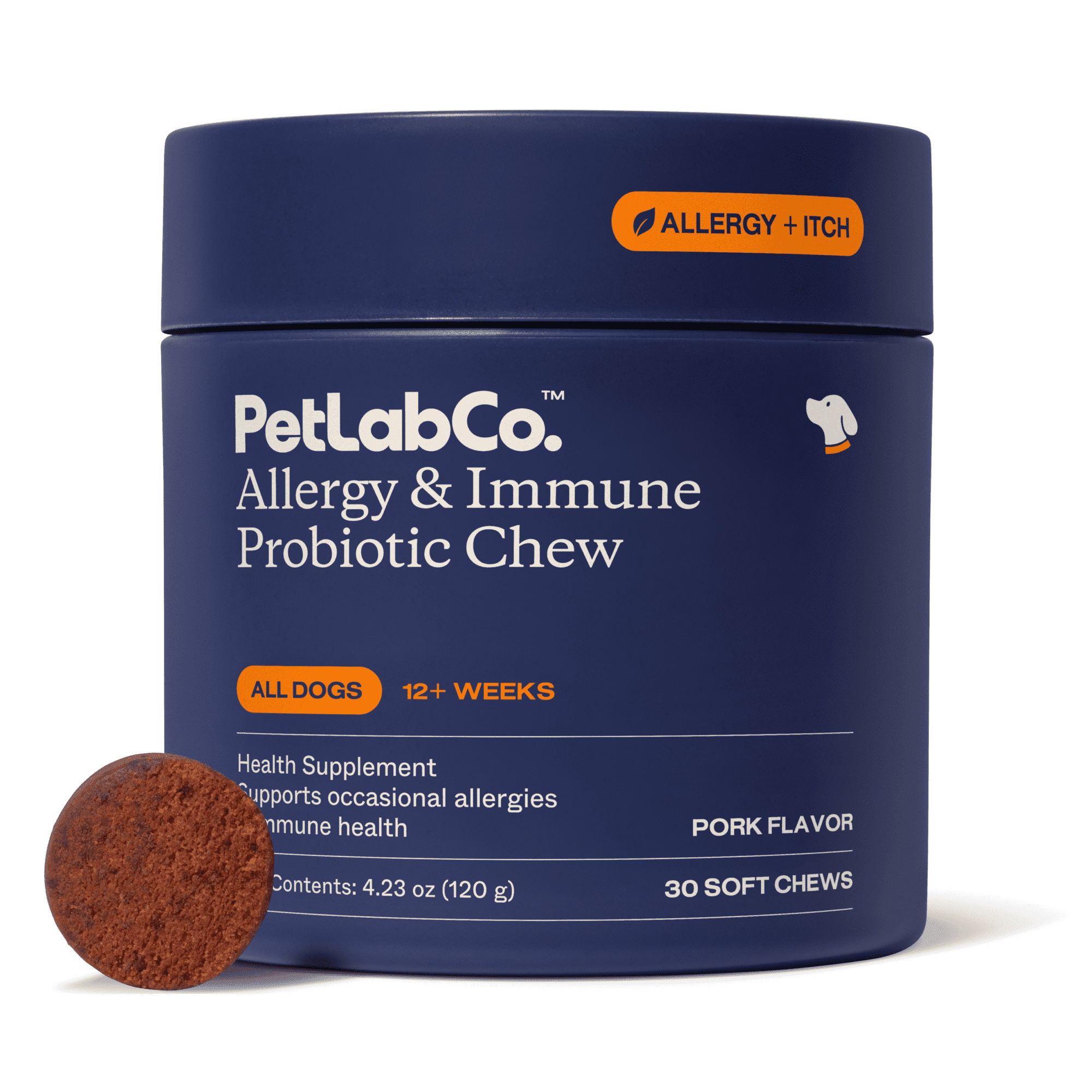 Petlab Co. - Allergy & Immune Probiotic Chew for Dogs Seasonal Allergy Support - Gut & Digestive Health - Pork Flavor - 30 Soft Chews