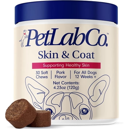 Petlab Co. Dog Itchy Skin & Coat Support Chew | with Fish Oil, VIT C & Apple Cider Vinegar | Supports Optimum Coat Condition | Moisturizes & Supports Healthy Skin