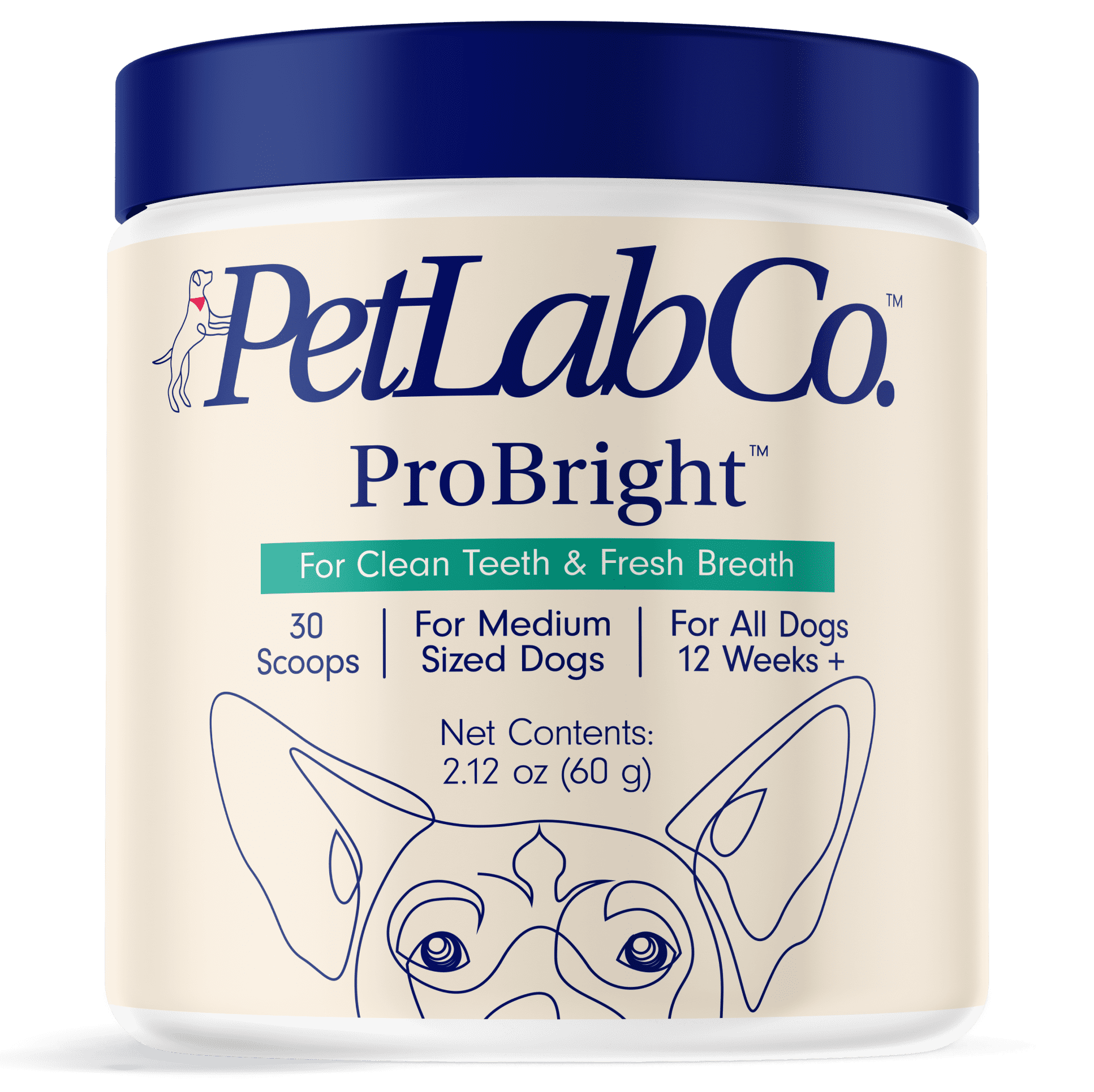 Petlab Co. ProBright Dog Dental Powder Oral Care for Medium Dogs