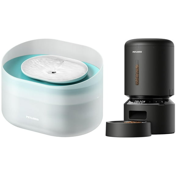 Petlibro 2.1G/8L Anti- Splash Capsule Dog Water Fountain & 5L Granary Automatic Feeder Bundle-Fountain with Quiet Pump for Medium/Large Dogs + Auto Feeder with Timed Scheduling.