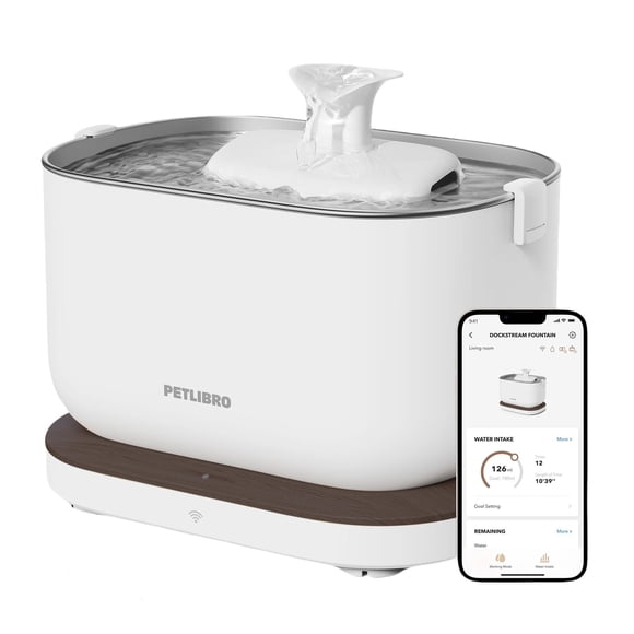 Petlibro Dockstream Cat Water Fountain, 2.5L/84oz Automatic Water Dispenser with 2.4G Wi-Fi App Control & Stainless Steel Tray for Indoor Cats
