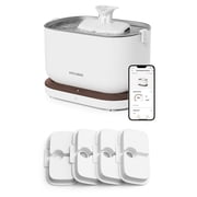 Petlibro Dockstream Cat Water Fountain with App Control, 2.5L/84oz stainless steel water fountain for cats, Bundle with 4 Pack Replacement Filters White