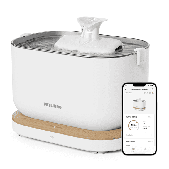 Petlibro Dockstream 2.5 L Stainless Steel Cat Water Fountain with Filter,White