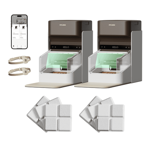 Petlibro One RFID Smart Automatic Cat Feeder, 5G Wi-Fi Smart Pet Feeder with Collar Tag, 3L Auto Cat Food Dispenser with App Control, 110 Meals per Day, Bundle of 2