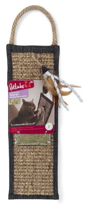 Petlinks Claws Up Hanging Sisal Cat Scratching Post with Catnip & Feather Toy, Denim