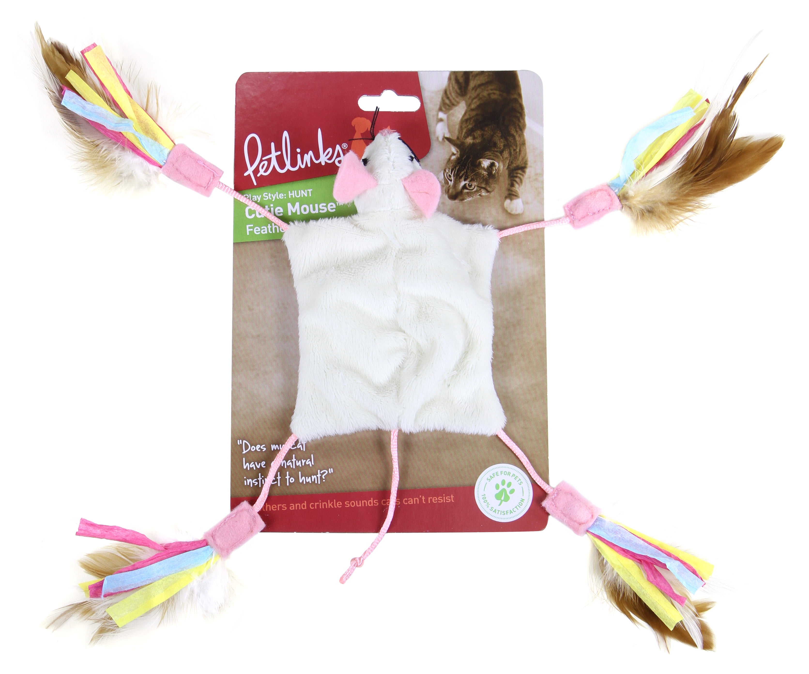 Petlinks® Cutie Mouse™ Long Legged Crinkle Cat Toy