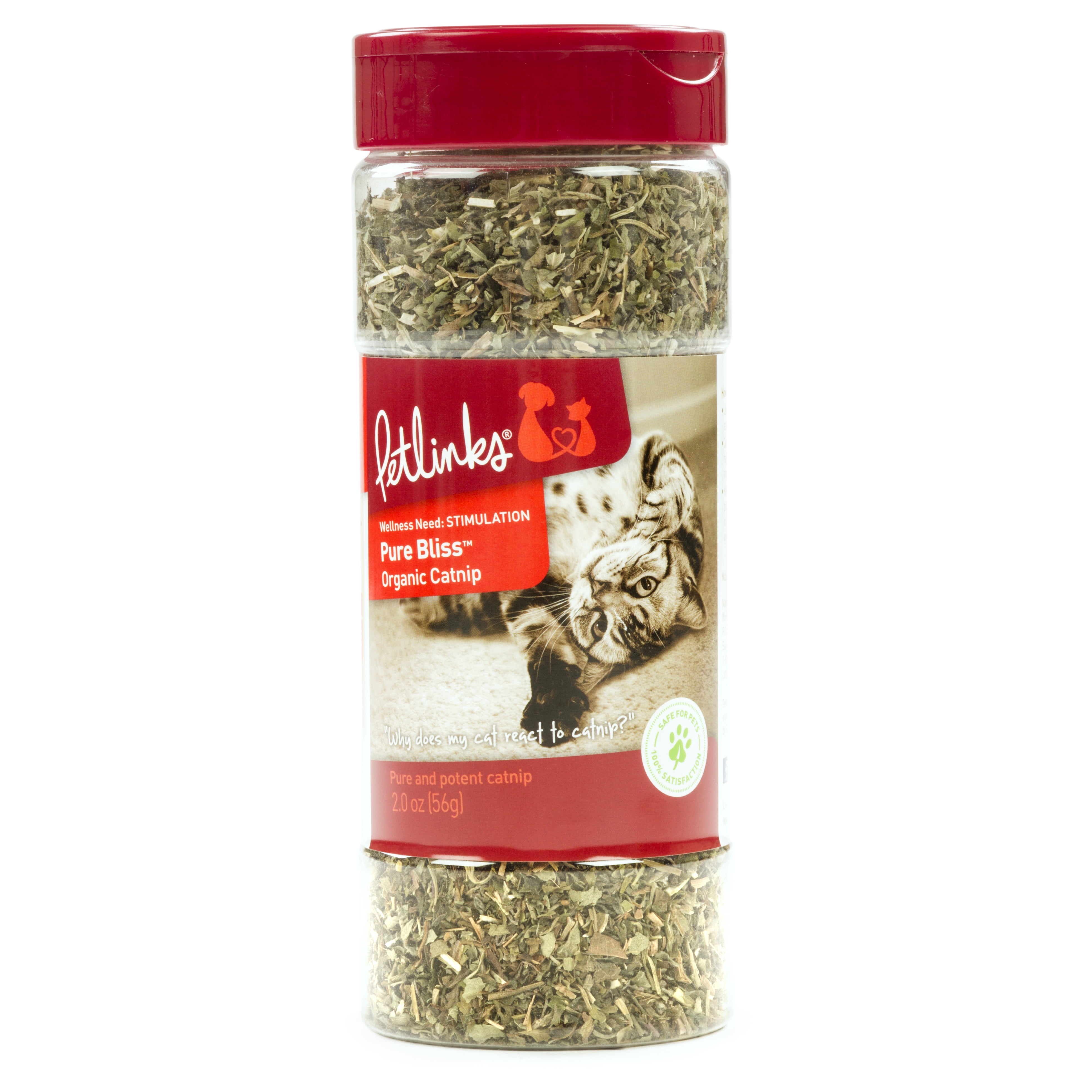 Petlinks Pure Bliss Organic Catnip For Cats, 100% Certified Organic & Natural, Pure & Potent, Resealable Canister, 2 Ounce