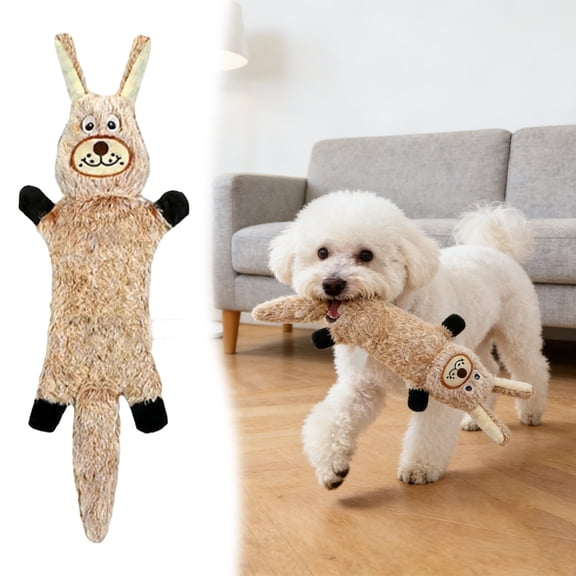 Petlori Dog Toy - Chomp Champ Dog Toy & Linen Safari Companions, Squeaky Dog Chew Toys, Textured Linen Weave That Turns Frantic Chewing into Focused Calm (Chomp Champ, Rabbit )