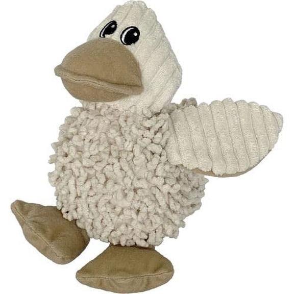Petlou Durable Natural Nubby Plush Dog Toys with Squeaker and Crinkle Paper in Multi-Size (Natural Duck -S, 6 Inch)
