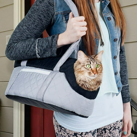 Petmaker Cozy Purse Pet Carrier, Grey/Black