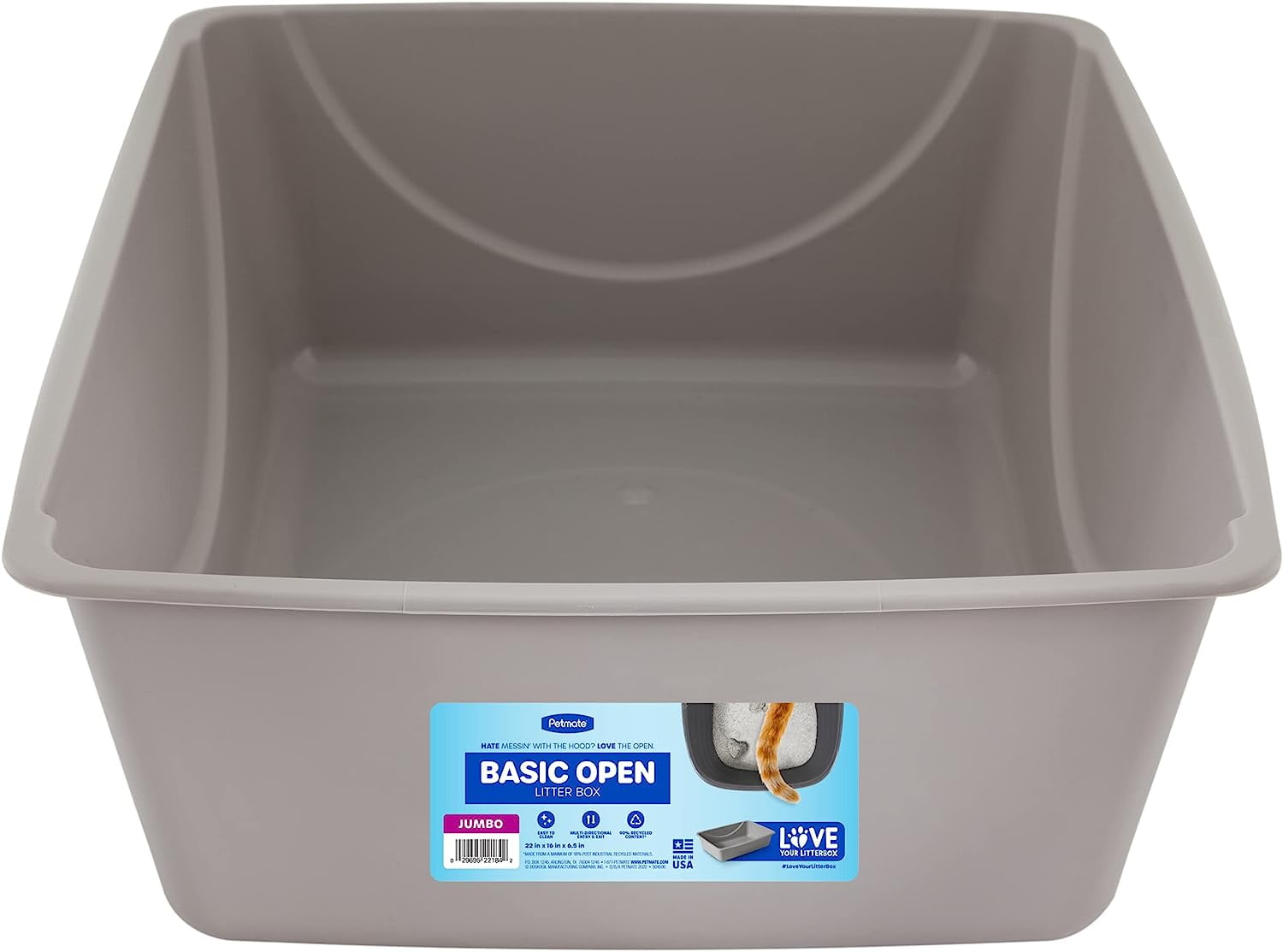 Petmate Basic Cat Litter Pan, Litter Box, Jumbo, Gray