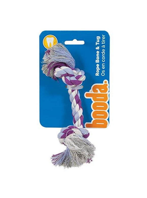 Petmate Booda 2-Knot Rope Bone and Tug Chew Dog Toy, Extra-Small, Multicolor, Pack of 1