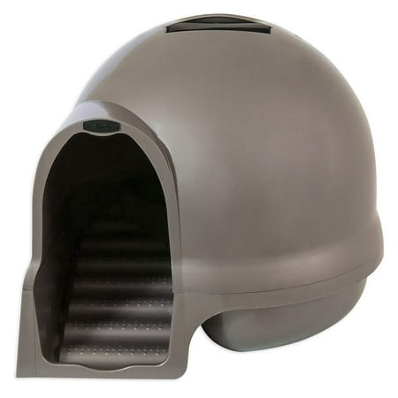 Petmate Booda Dome Clean Step Plastic Enclosed Cat Litter Box, 95% Recycled, Brushed Nickel