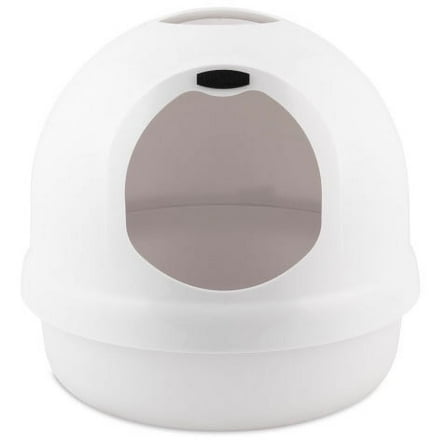 Petmate Booda Dome Plastic Enclosed Cat Litter Box with Dome Lid, Covered Cat Litter Pan, White