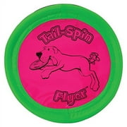 Petmate Booda Tail-Spin Flyer Fabric Dog Frisbee Interactive Dog Toy, 7", Green and Pink