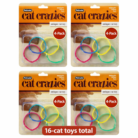 Petmate Cat Crazies Cat Toy Rings 16 Total Cat Toys (4 Packs of 4 Rings)