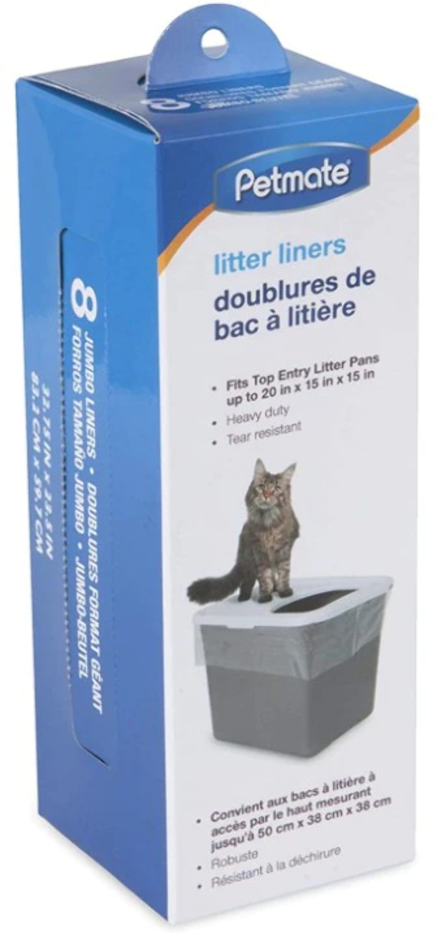 Petmate Cat Litter Box Liners Heavy Duty For Jumbo Top-Entry Cat Litter Pans, 8-Count