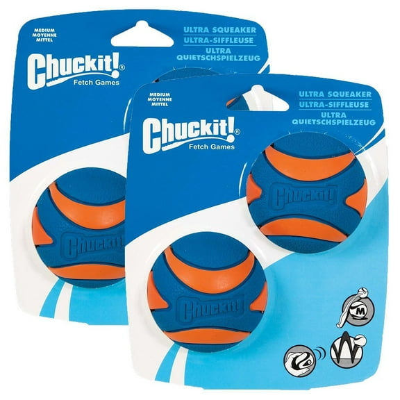 Petmate Chuckit Ultra Squeaker Ball Size:Medium Pack of 4